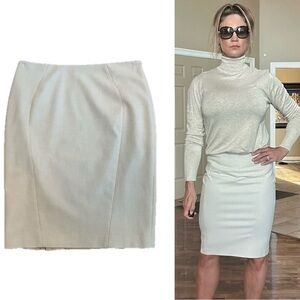 Elie Tahari cream beige pleated pencil skirt Sz 6 professional business career